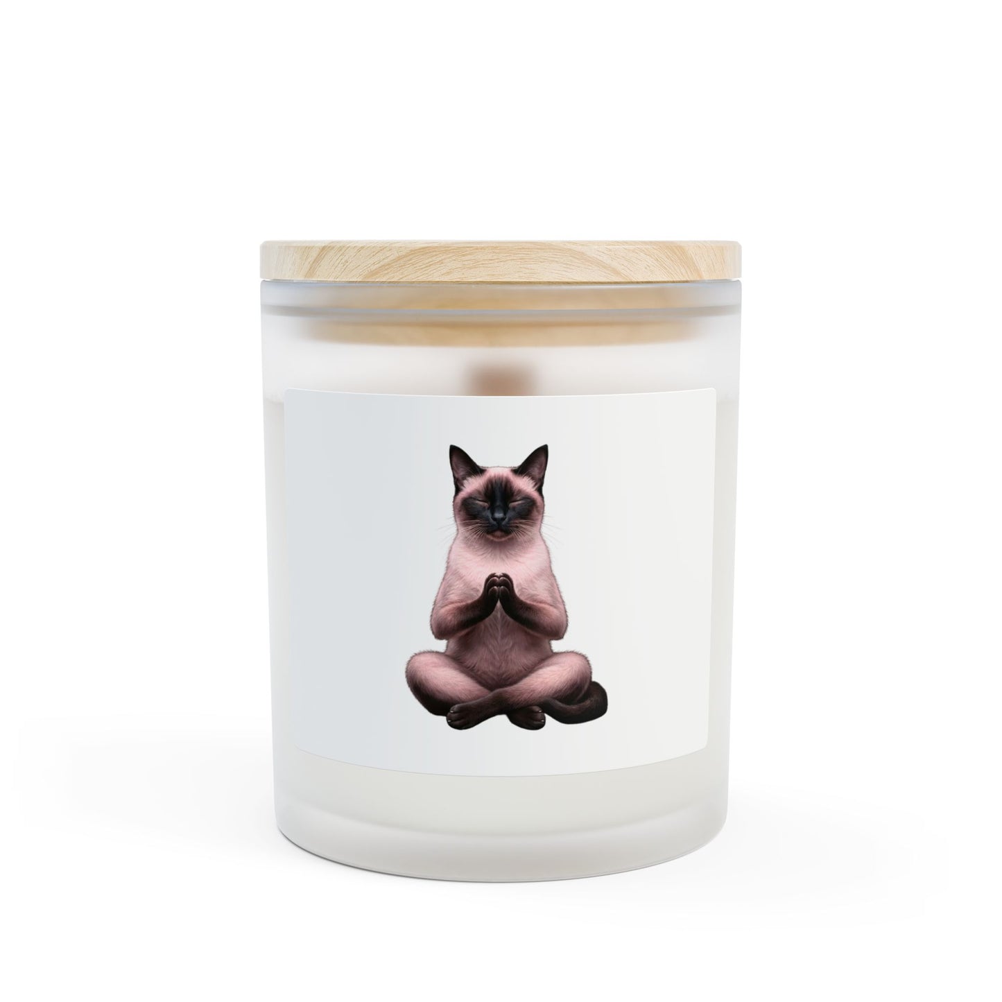 Cat Doing Yoga Frosted Glass Candle — 11oz Relaxation Scented Candle